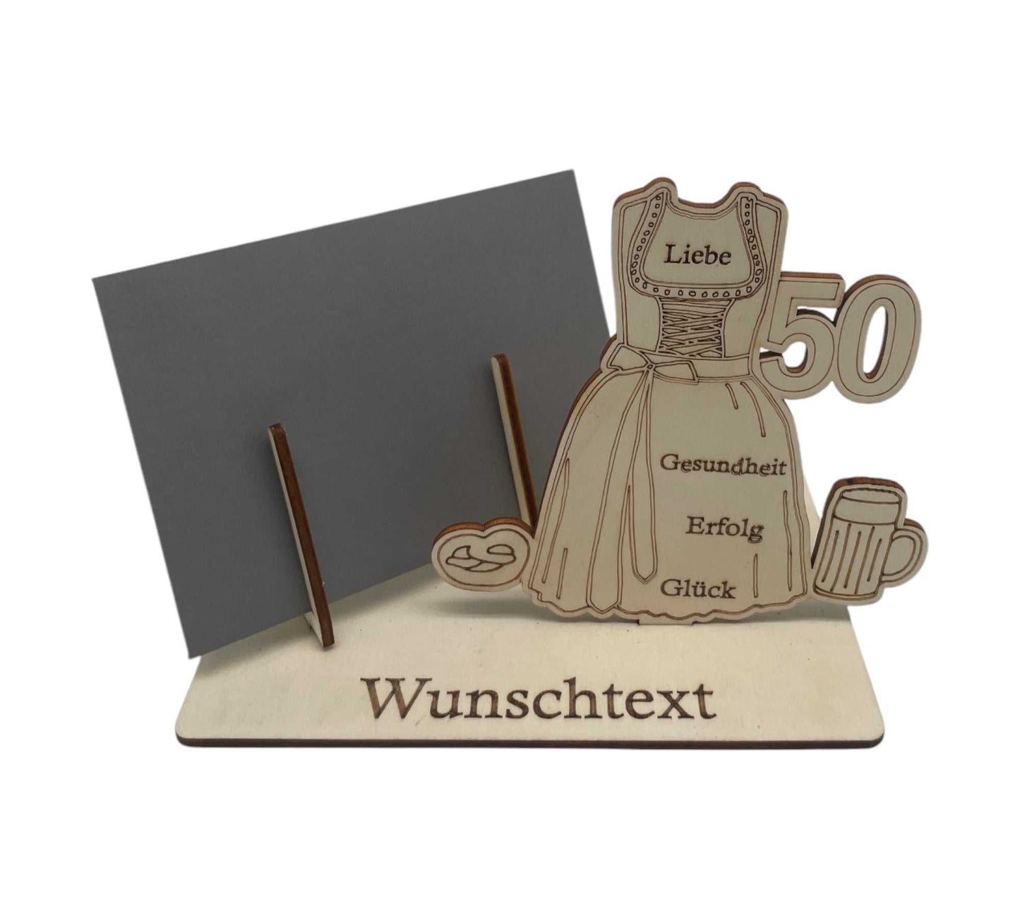 50 Geburtstag – Geldgeschenk kreativ verpacken mit einer dekorativen Holz-Gutscheinverpackung im traditionellen Stil.