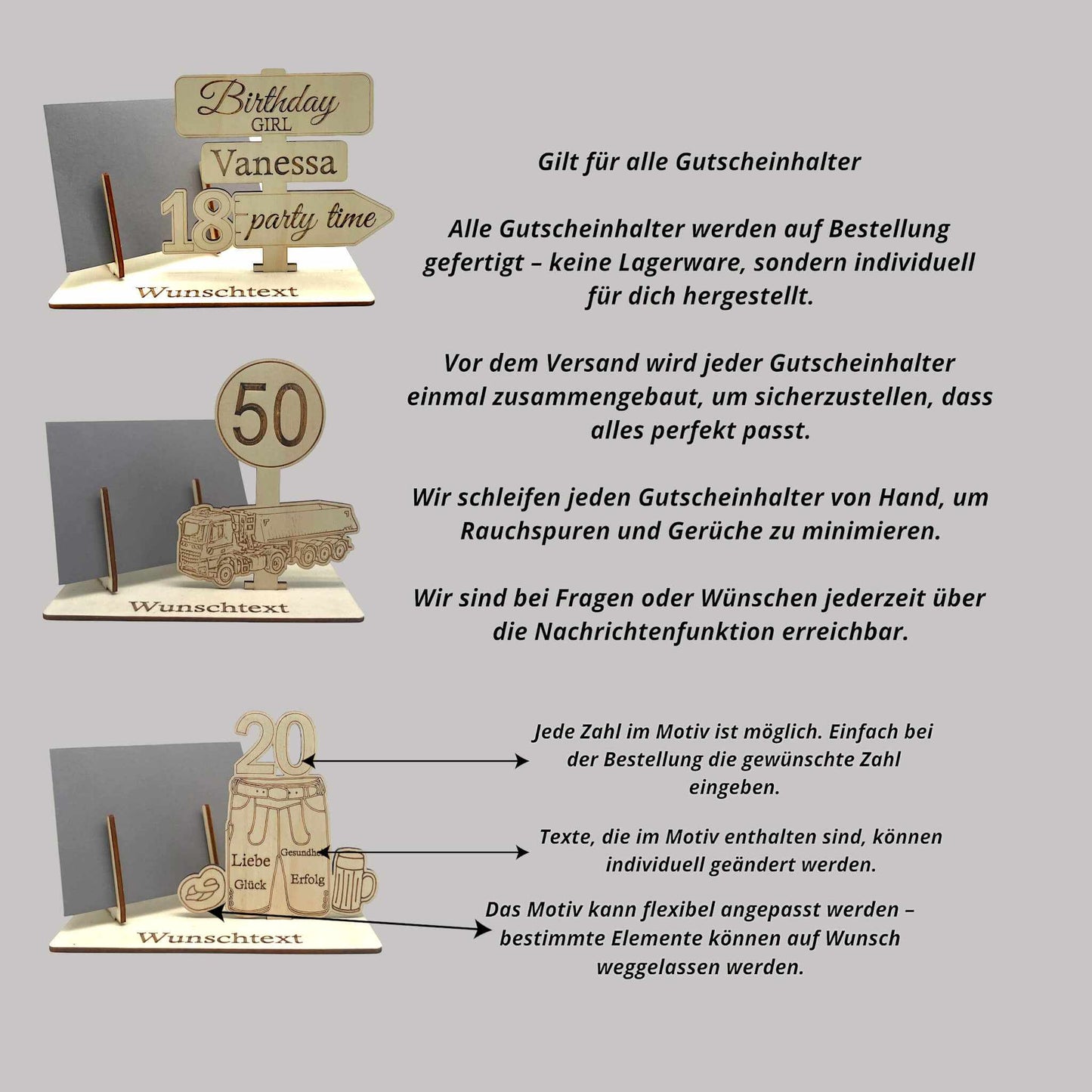 Anpassungen Gutschein verpacken