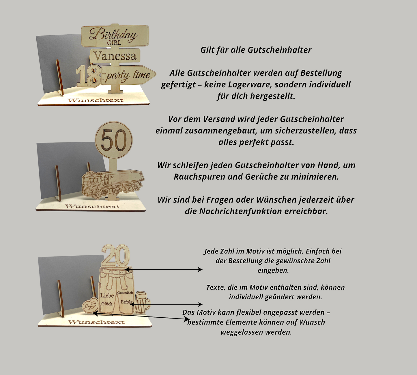 Gutschein verpacken Anpassungen