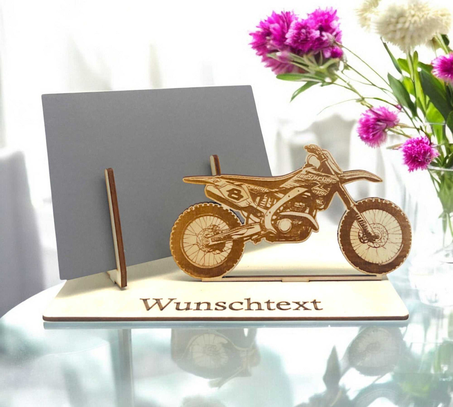 Geldgeschenk verpacken mit Crossbike-Motiv und Gravurfläche