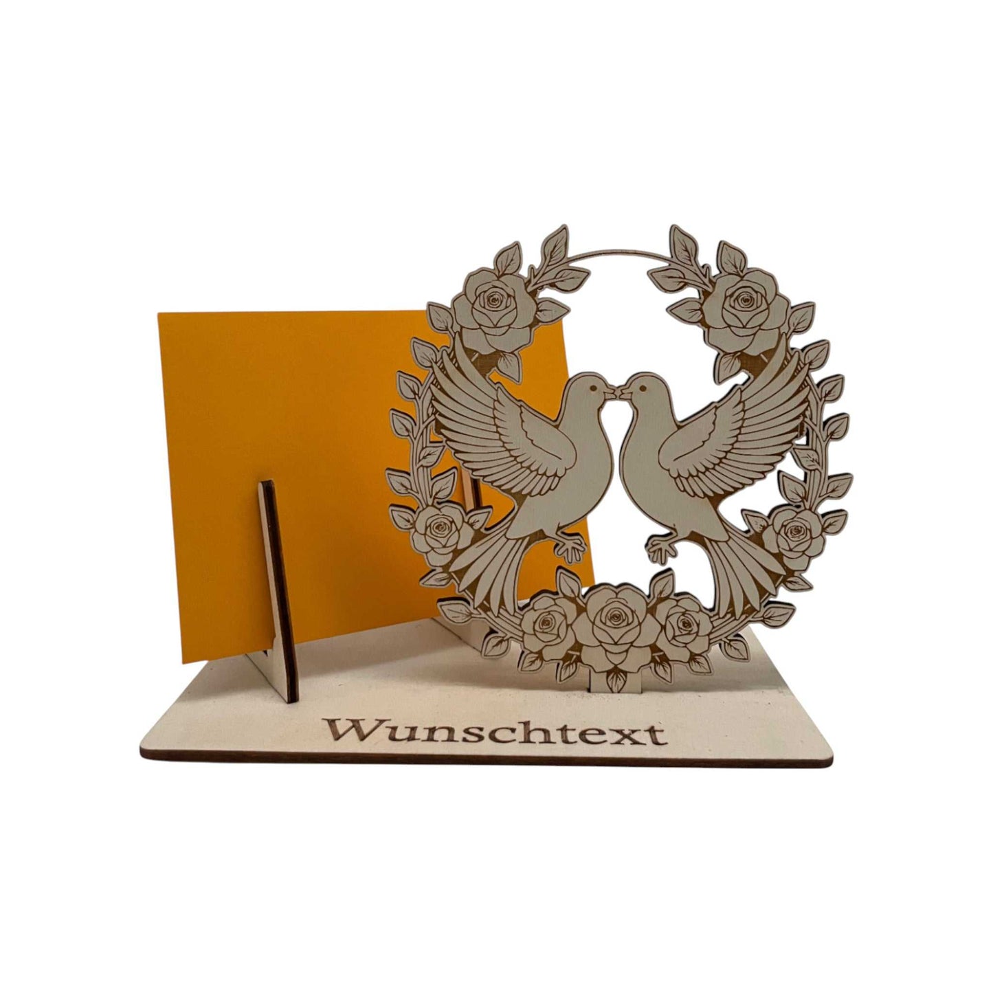 Gutscheinhalter Hochzeit mit Tauben m Kreis als Symbol für Liebe und Hochzeit