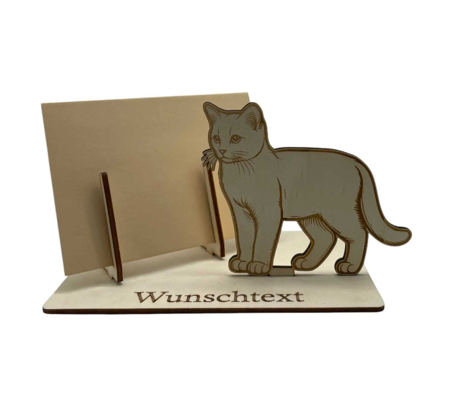 Gutschein verpacken – Liebevoll gestaltetes Katzen-Motiv aus Holz. Perfekt als individuelle Geschenkverpackung für Gutscheine oder Geldgeschenke mit persönlicher Gravur auf der Grundplatte. Ideal für Katzenfreunde und besondere Anlässe wie Geburtstage.