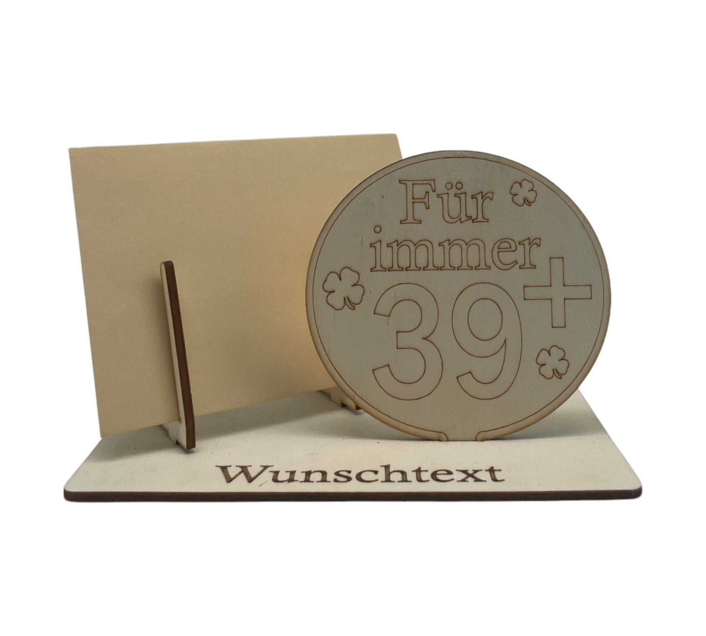 Gutschein kreativ verpacken für den 40 Geburtstag – humorvolle Holzverpackung mit Gravur für einen besonderen Geburtstag.