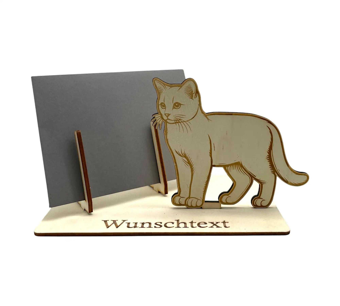 Gutschein verpacken mit stilvollem Katzen-Motiv aus Holz – eine kreative Geschenkidee für besondere Anlässe.