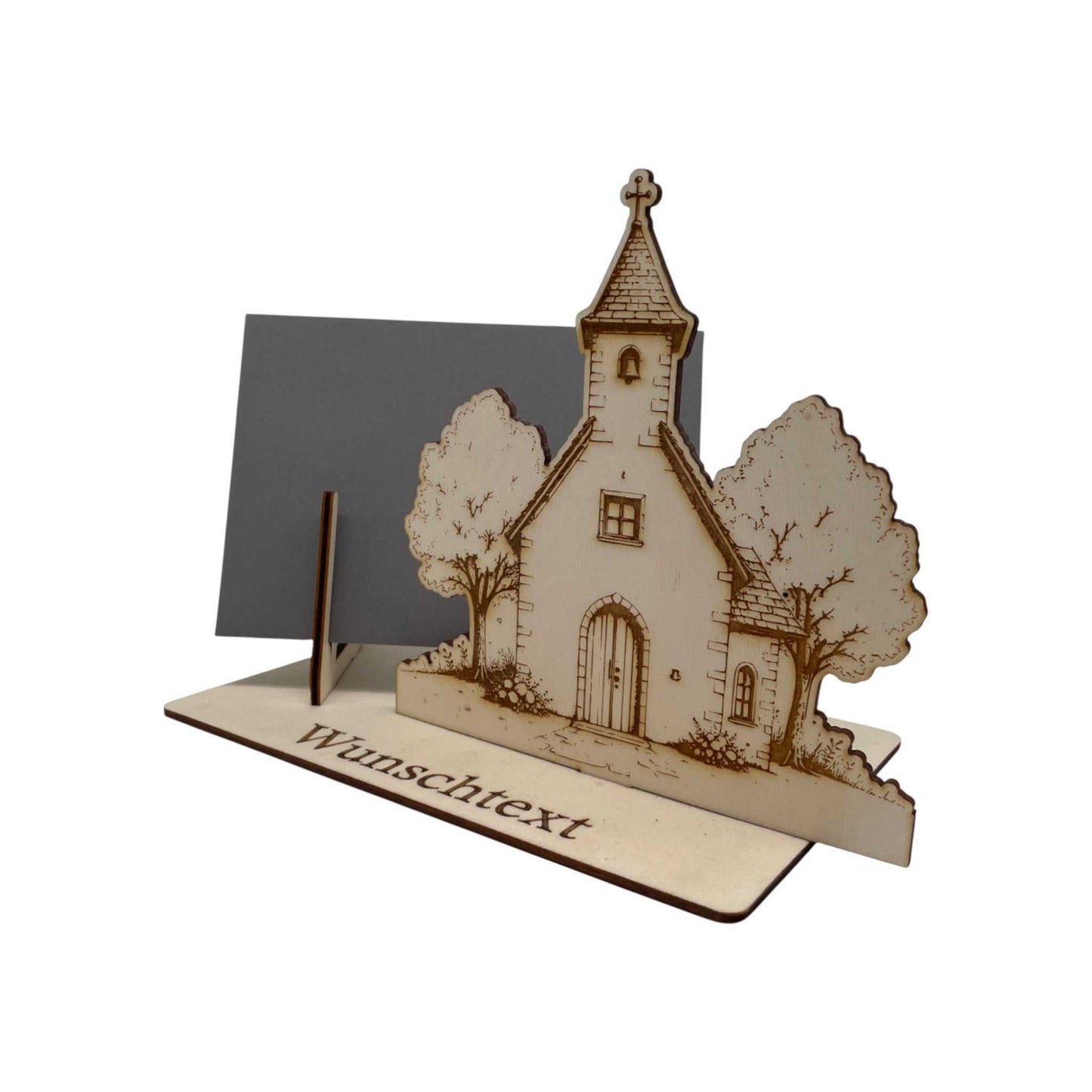 Holz Gutscheinhalter mit Kirchenmotiv zum Gutschein verpacken Geldgeschenk Hochzeit verpacken mit Holz Gutscheinhalter Kirche Motiv