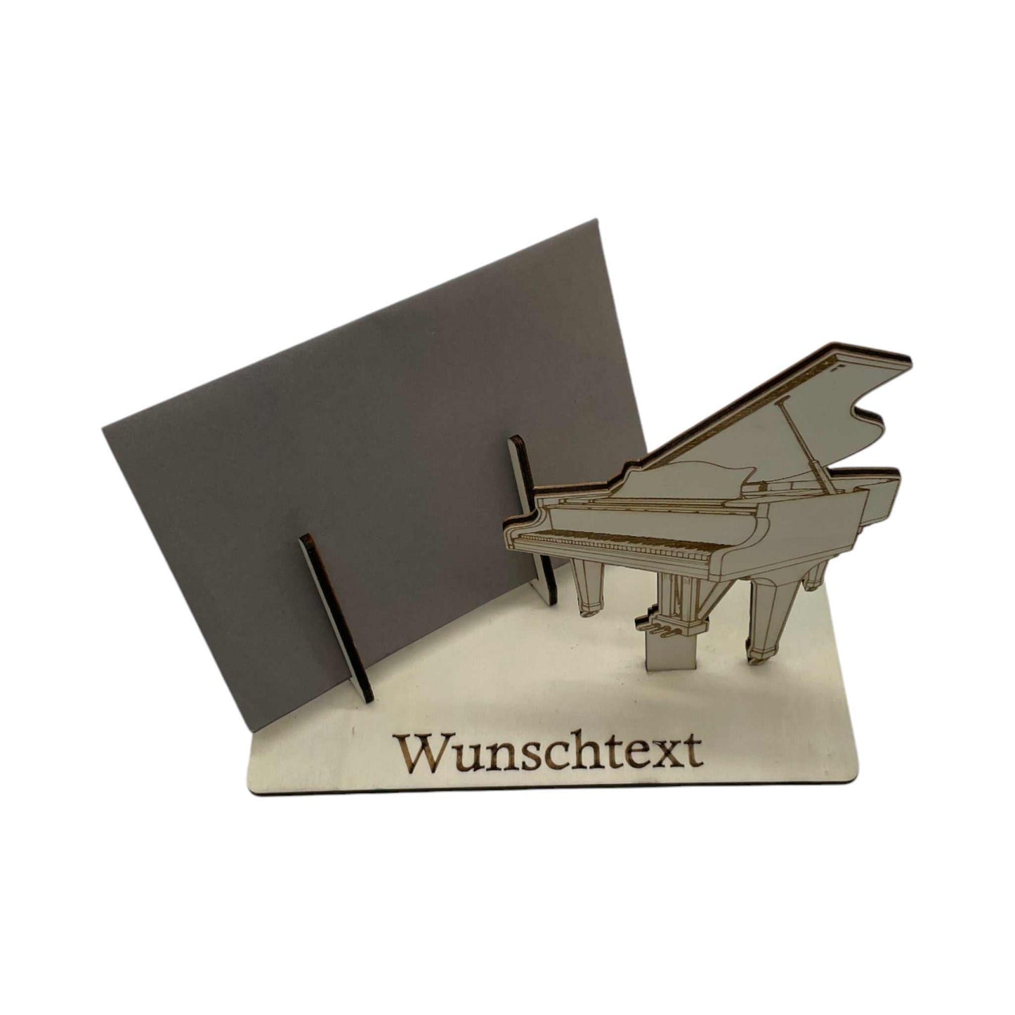 Gutschein verpacken mit Klaviermotiv aus Holz – kreative und personalisierte Geschenkidee für Musikliebhaber.