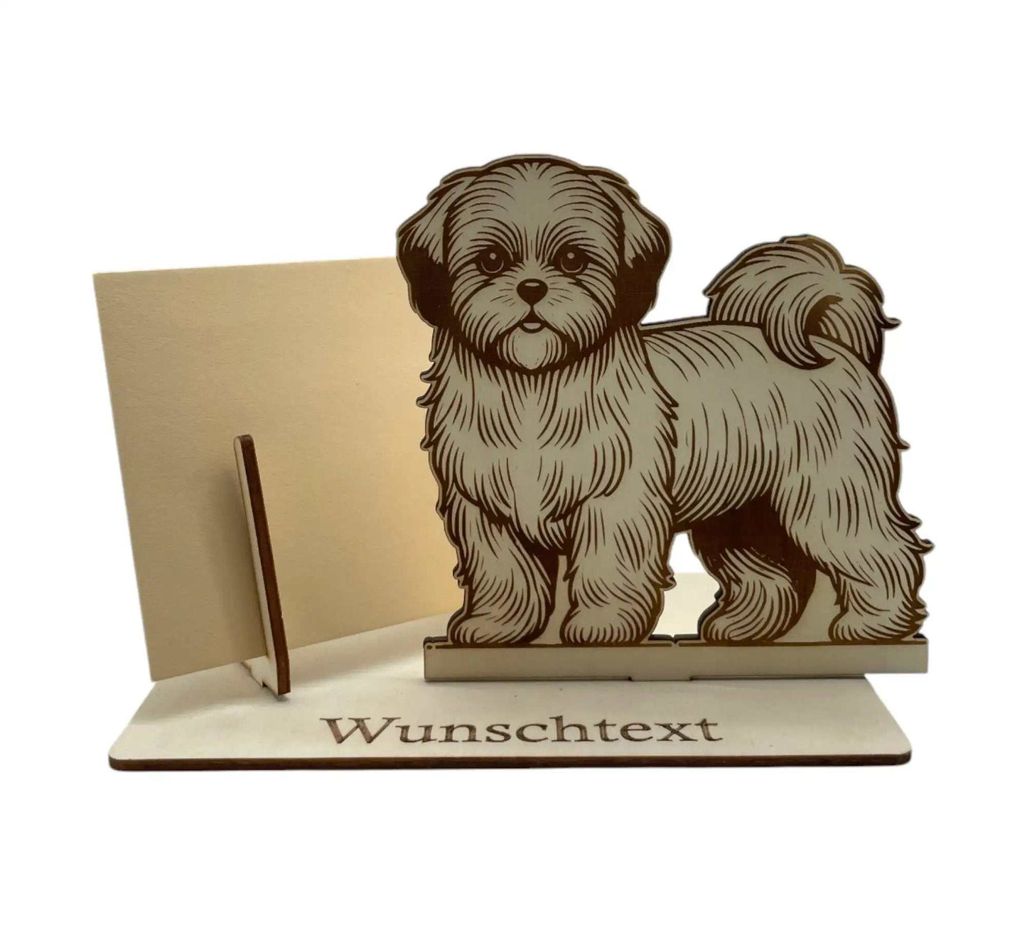Gutscheinhalter aus Holz mit Malteser-Motiv – stilvolle Verpackung für Geburtstagsgutscheine oder kreative Geldgeschenke.