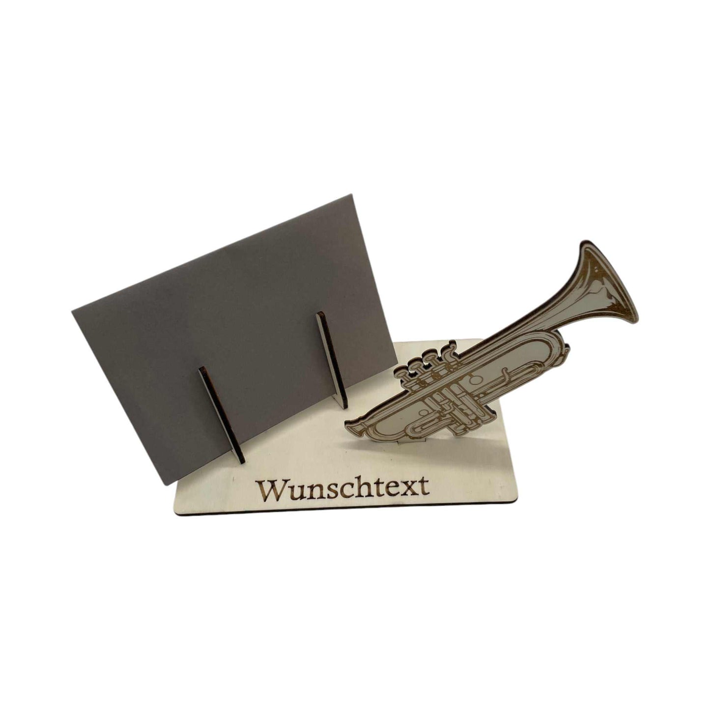 Gutscheinhalter aus Holz mit Trompeten-Design – kreative Verpackung für Gutscheine, Geldgeschenke und musikalische Anlässe.