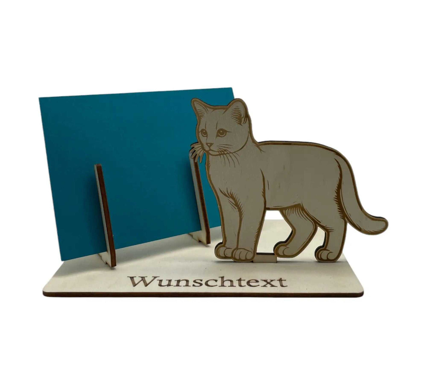 Holz-Gutscheinverpackung mit Katzen-Motiv – perfekt für Geldgeschenke oder Gutscheine, personalisiert mit Namen und Gravur.