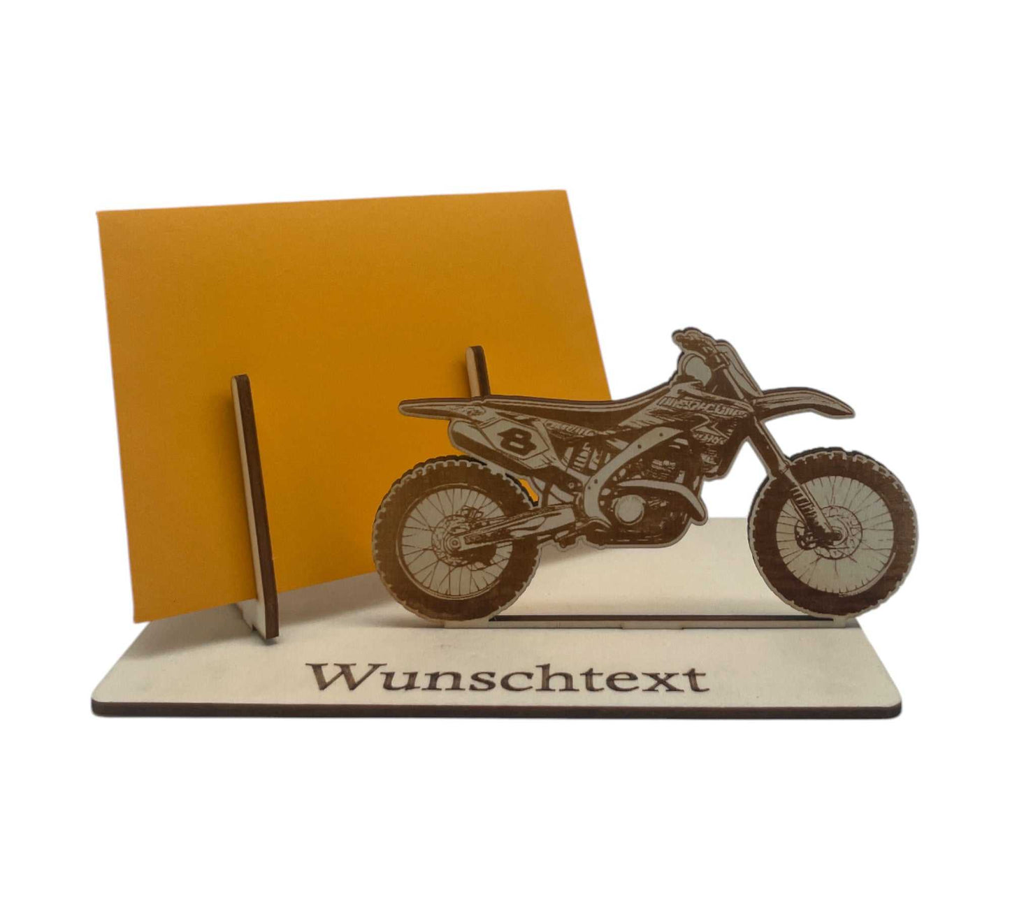 Geldgeschenkhalter aus Holz mit Motocross-Motiv personalisierbar