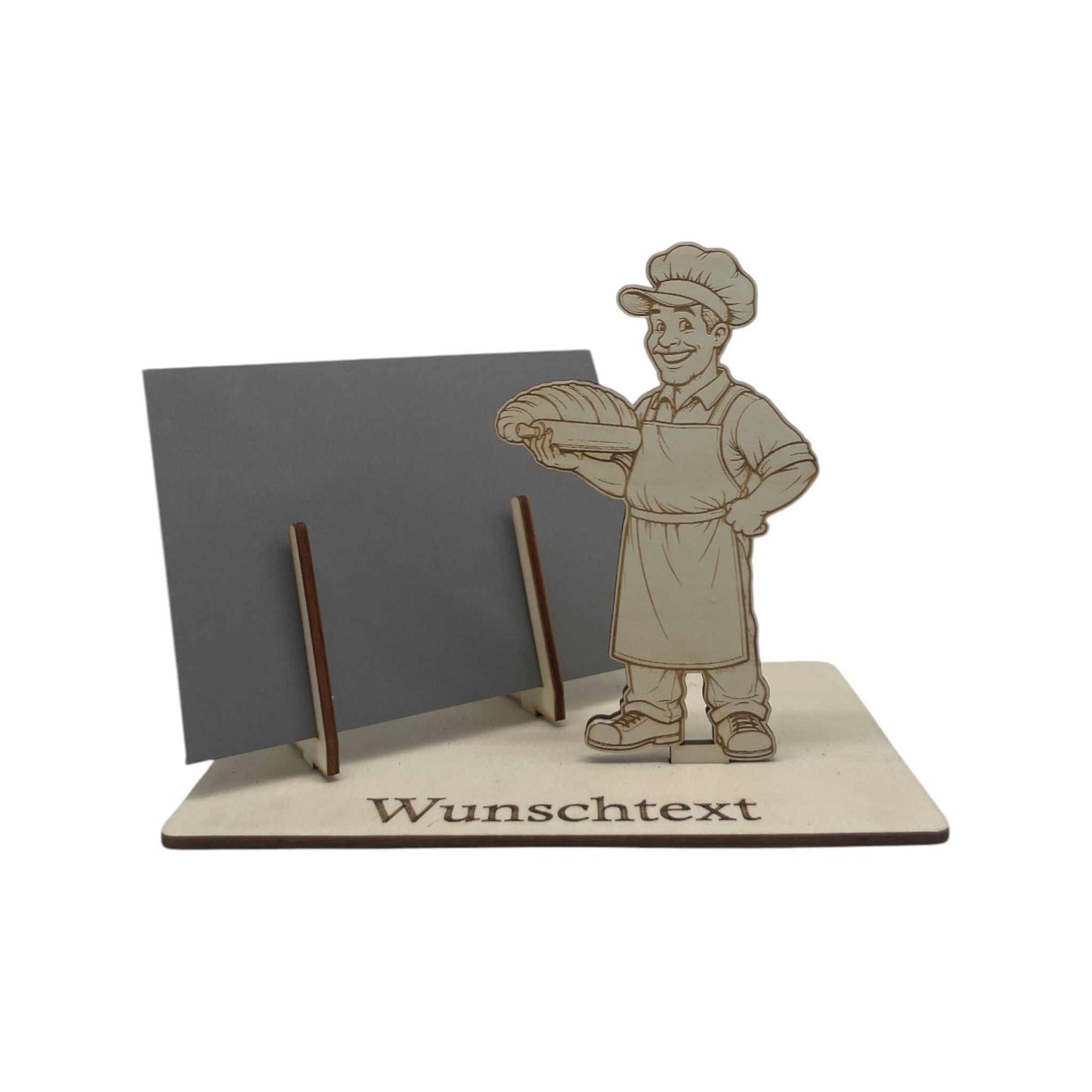 Laserdatei für Holz – Bäcker mit Brot als Gutscheinhalter im SVG & DXF Format