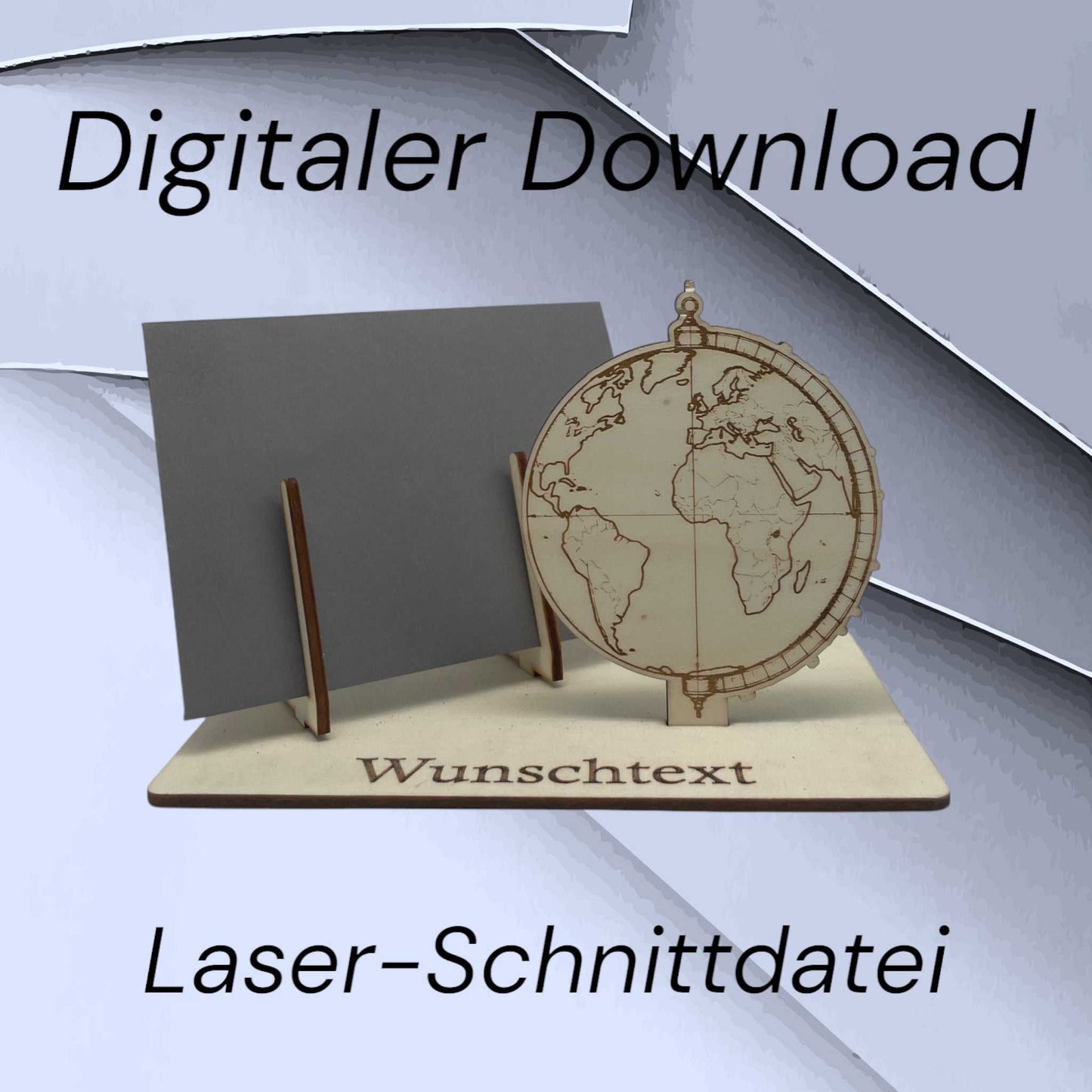 Gutscheinhalter mit Globus-Motiv – SVG & DXF Laserdatei für Holzprojekte zum Thema Reisen