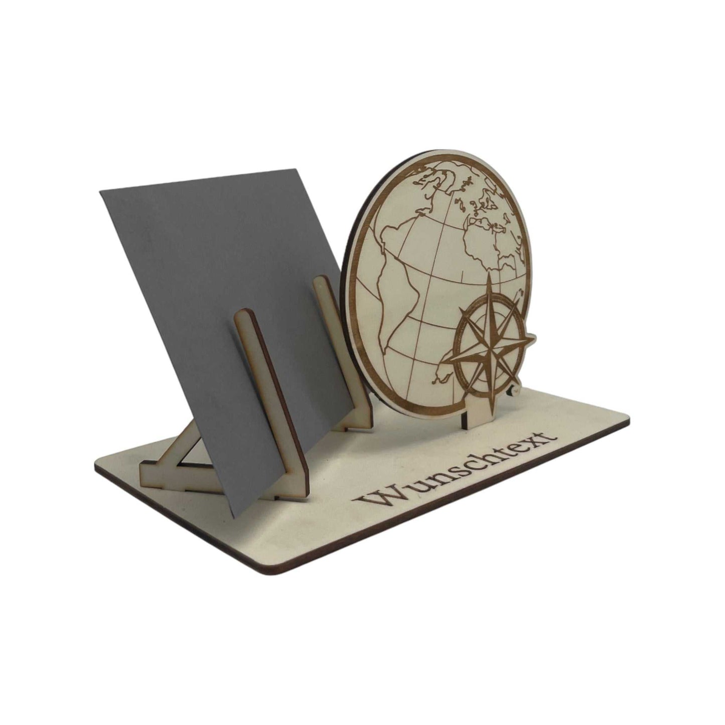 SVG & DXF Laserdatei – Gutscheinhalter mit Weltkarte und Globus, perfekt für Holz