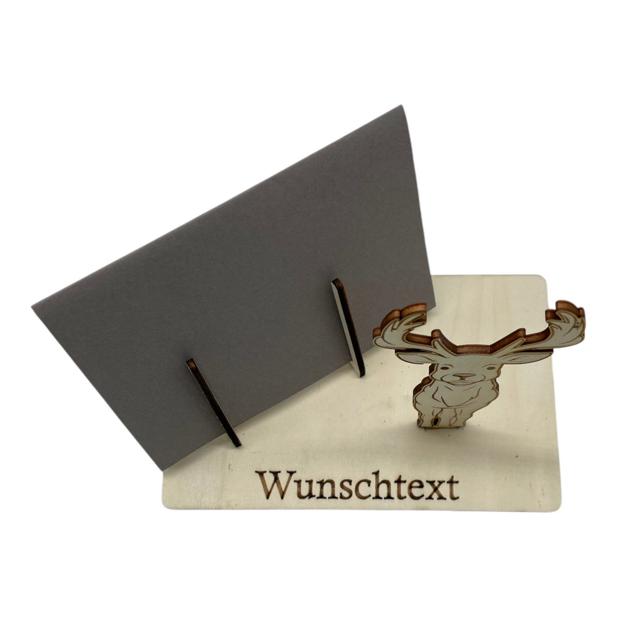 Gutscheinverpackung Weihnachten aus Holz mit Rentier und Wunschtext, Ansicht 6