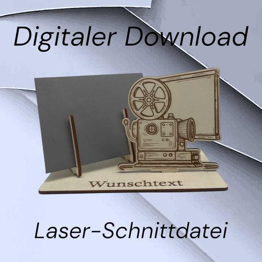 Laservorlage Gutscheinhalter mit Projektor und Leinwand – digitale Schneidedatei als SVG & DXF