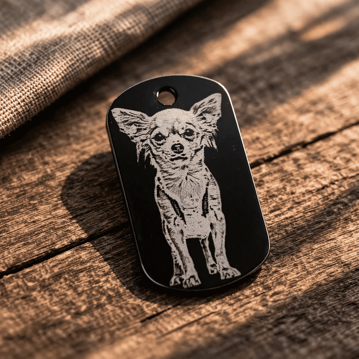 Personalisierter Anhänger mit Foto und Text Gravur