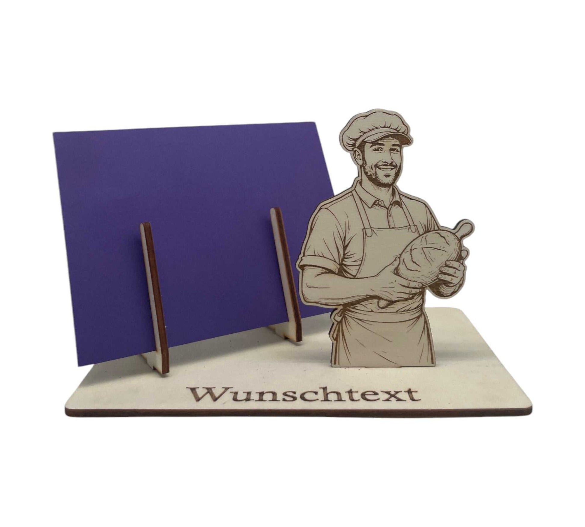 Geldgeschenk verpacken für Handwerker – mit Bäcker-Motiv aus Holz