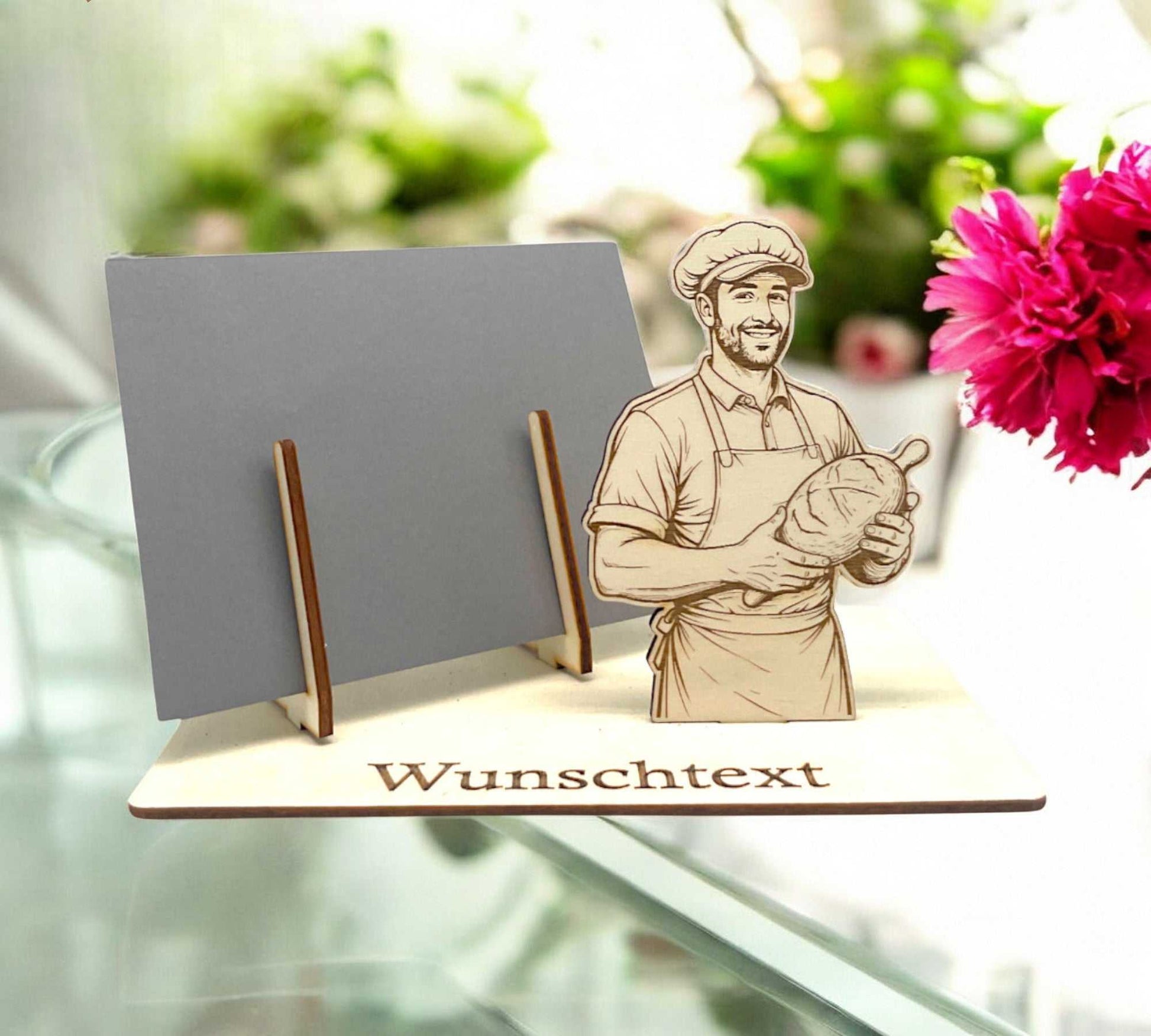 Geschenkidee mit graviertem Bäcker für Geldgeschenke