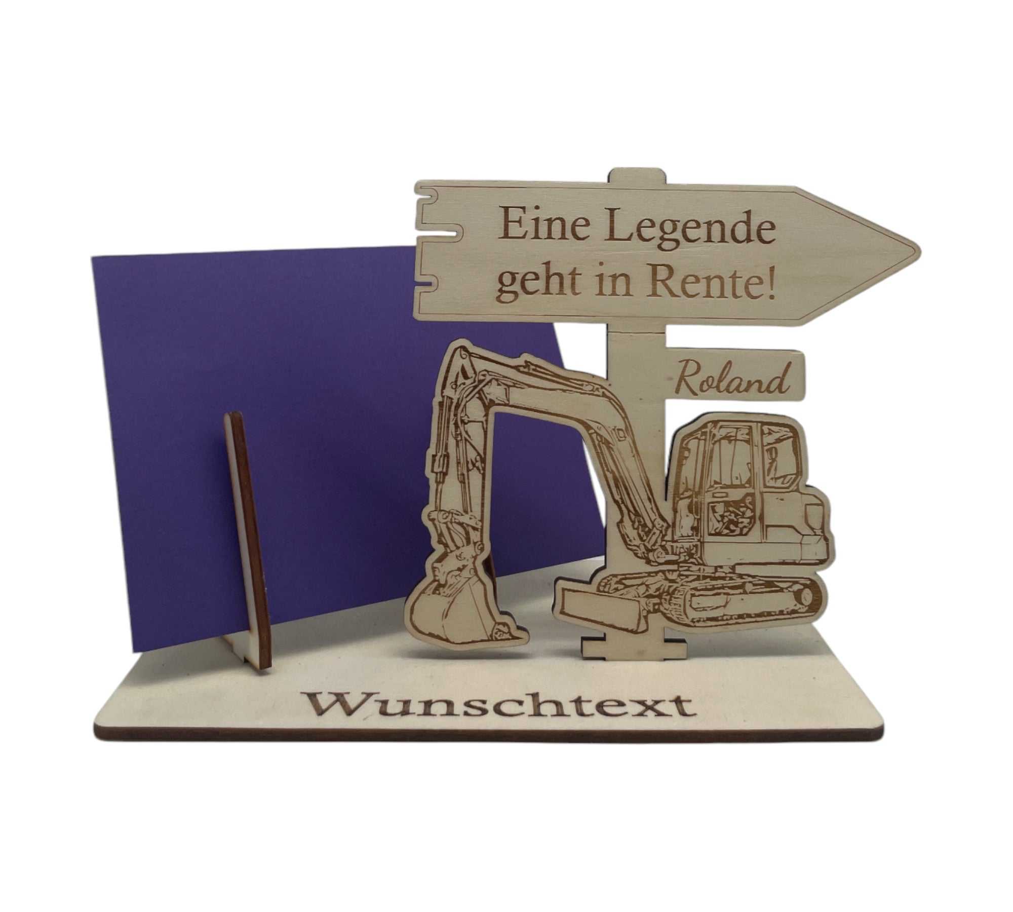 Besondere Gutscheinverpackung zur Rente mit Gravur „Eine Legende geht in Rente!“ – kreatives Erinnerungsstück für Bauarbeiter.