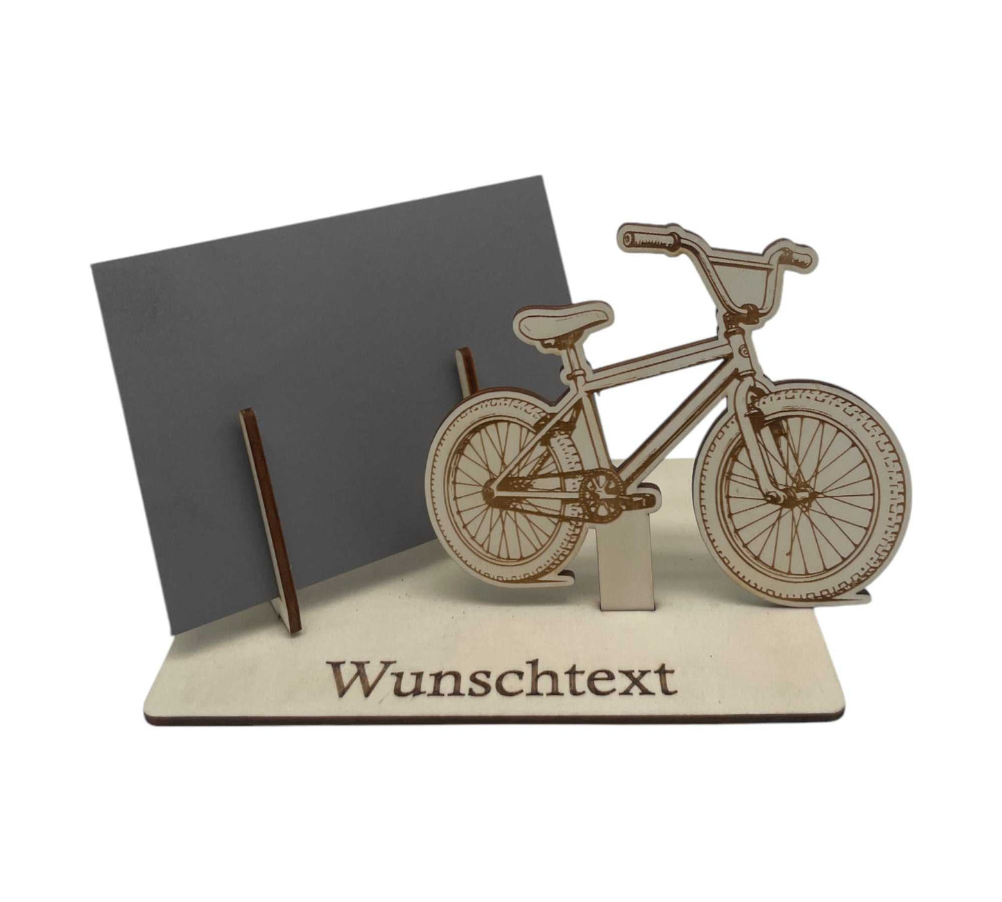 BMX Fahrrad graviert auf Holzsockel