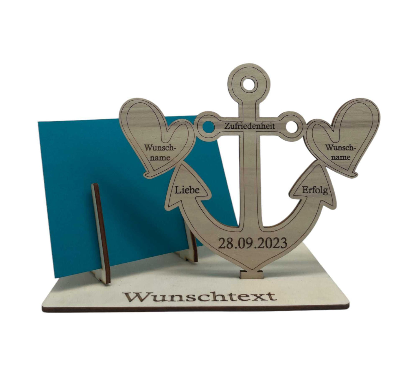 Personalisierbares Hochzeitsgeschenk mit Anker und Wunschtext