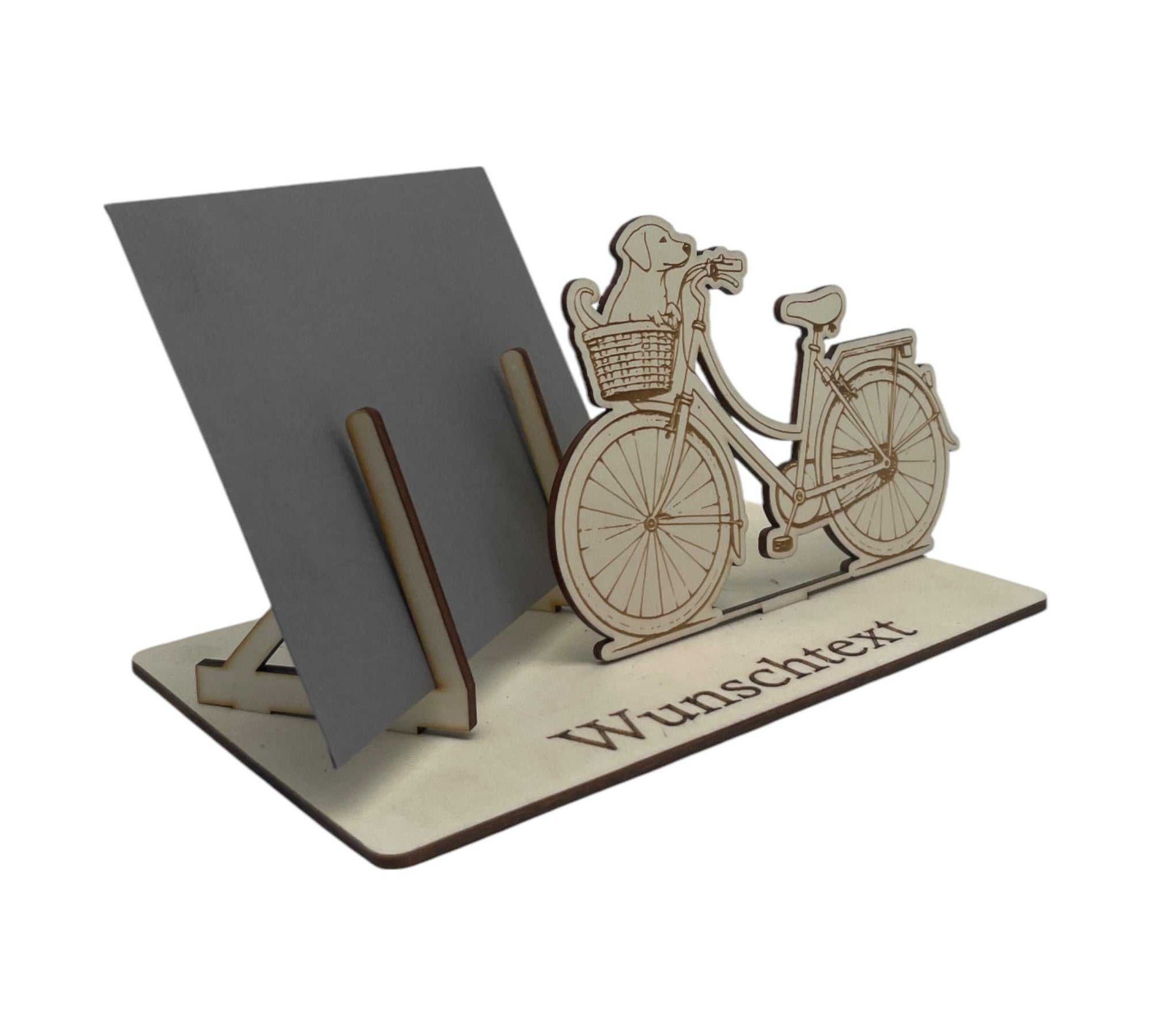 Gutscheinhalter mit Fahrrad und Hund personalisierbar gestalten