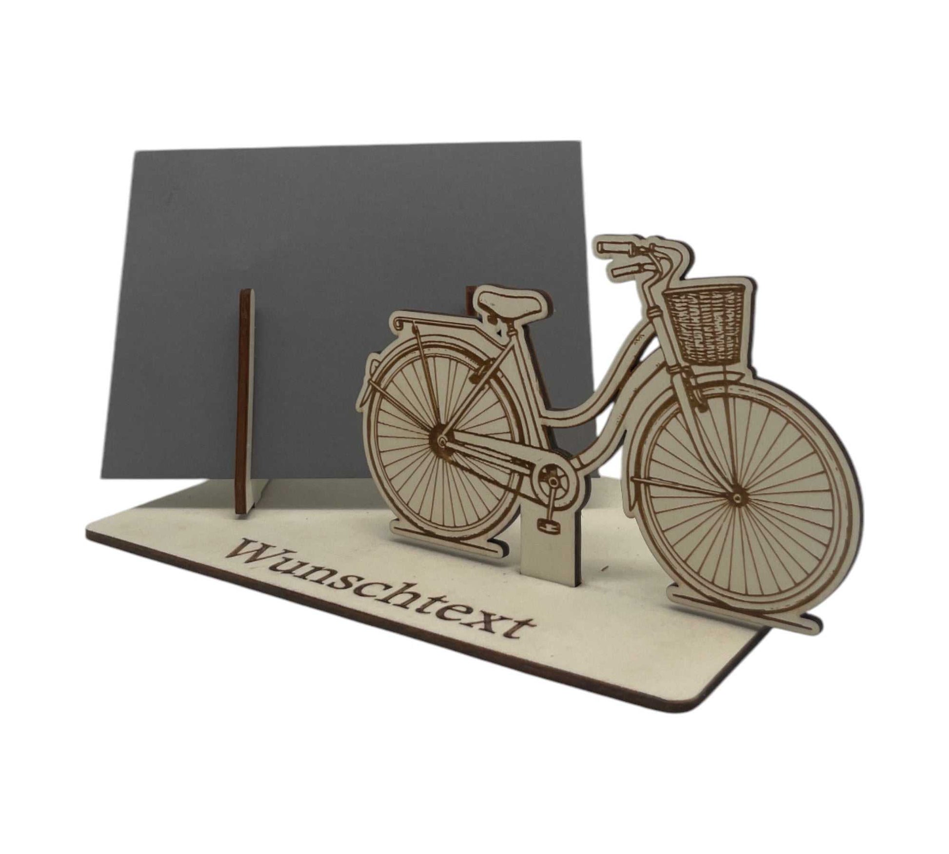 Damenfahrrad mit Korb als Gutscheinhalter