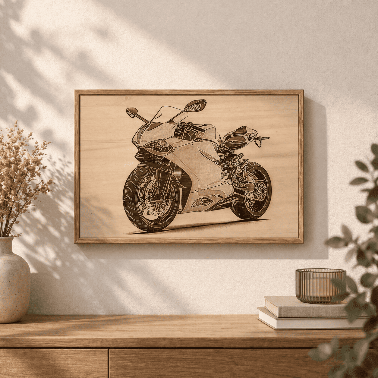 fotogravur auf holz nach kundenbild personalisiertes wandbild aus pappelsperrholz mit detailreicher gravur und optionalem rahmen