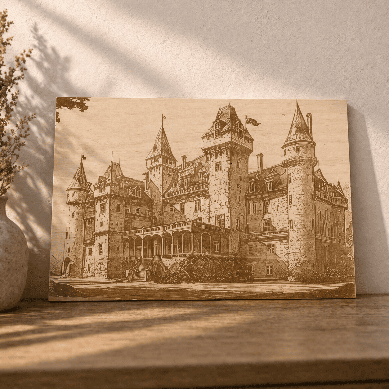 wandbild aus holz mit fotogravur eigenes bild wird auf pappelsperrholz graviert personalisierbar mit oder ohne rahmen