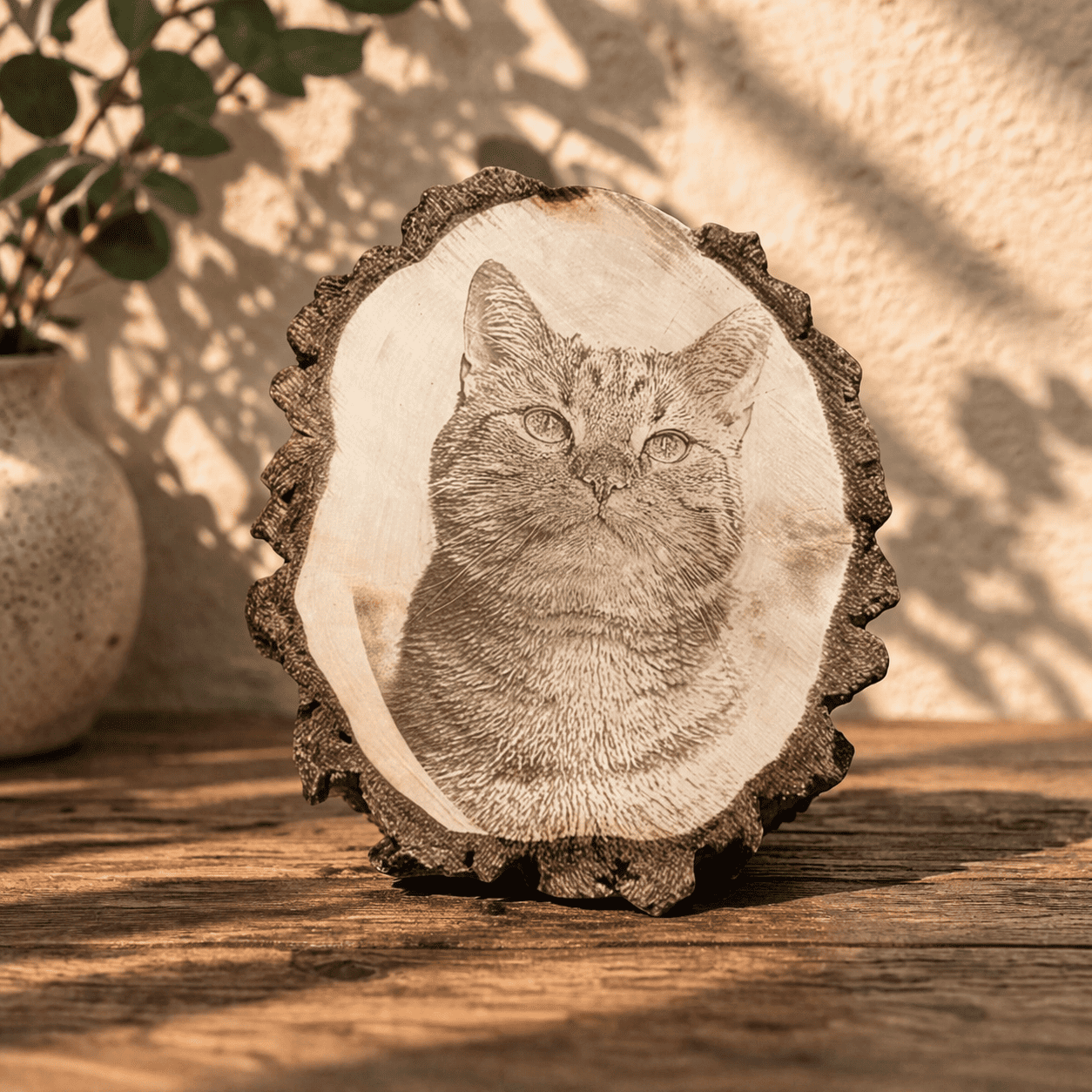 holz baumscheibe mit gravur foto personalisiertes geschenk aus echtem naturholz