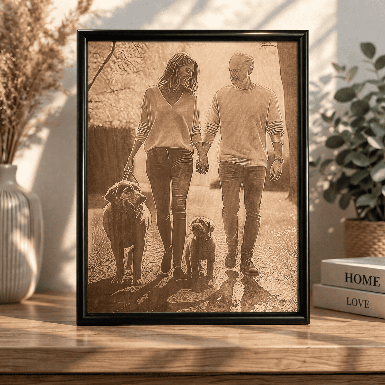 holzbild mit fotogravur personalisierbar eigenes foto auf pappelsperrholz graviert wandbild ohne rahmen optional mit rahmen erhältlich