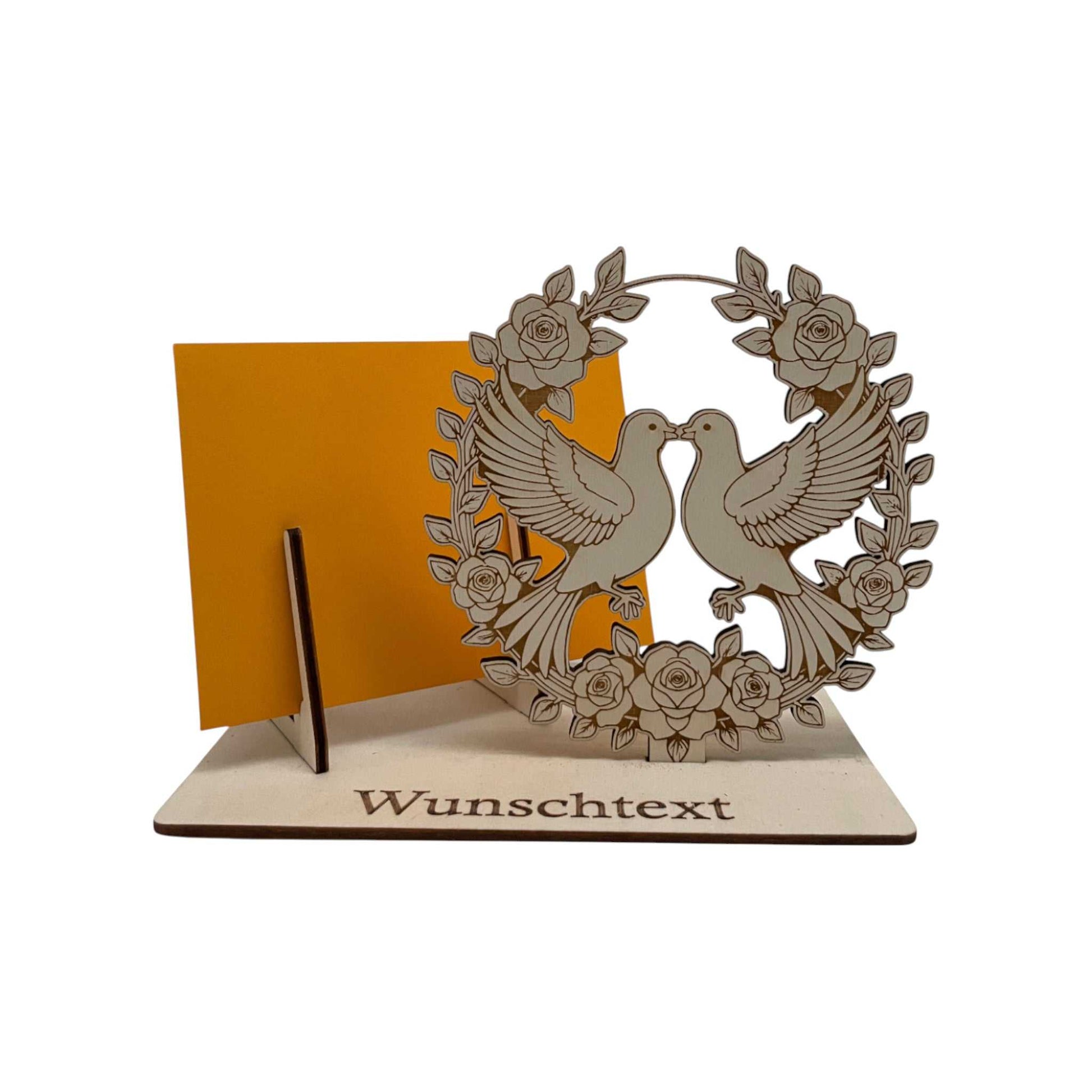 Gutscheinhalter Hochzeit mit Tauben m Kreis als Symbol für Liebe und Hochzeit