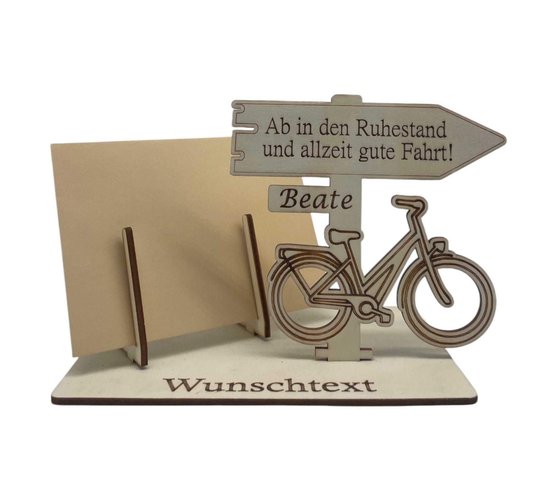 geschenkgutschein fahrrad.de Gutschein verpacken zum Ruhestand – mit Fahrrad und Wunschtext – Geschenke