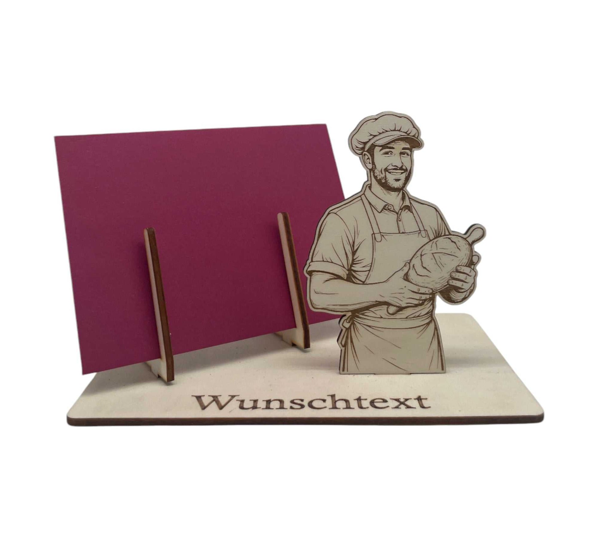 Holzgravur mit Bäcker als Geschenk für Backkurse