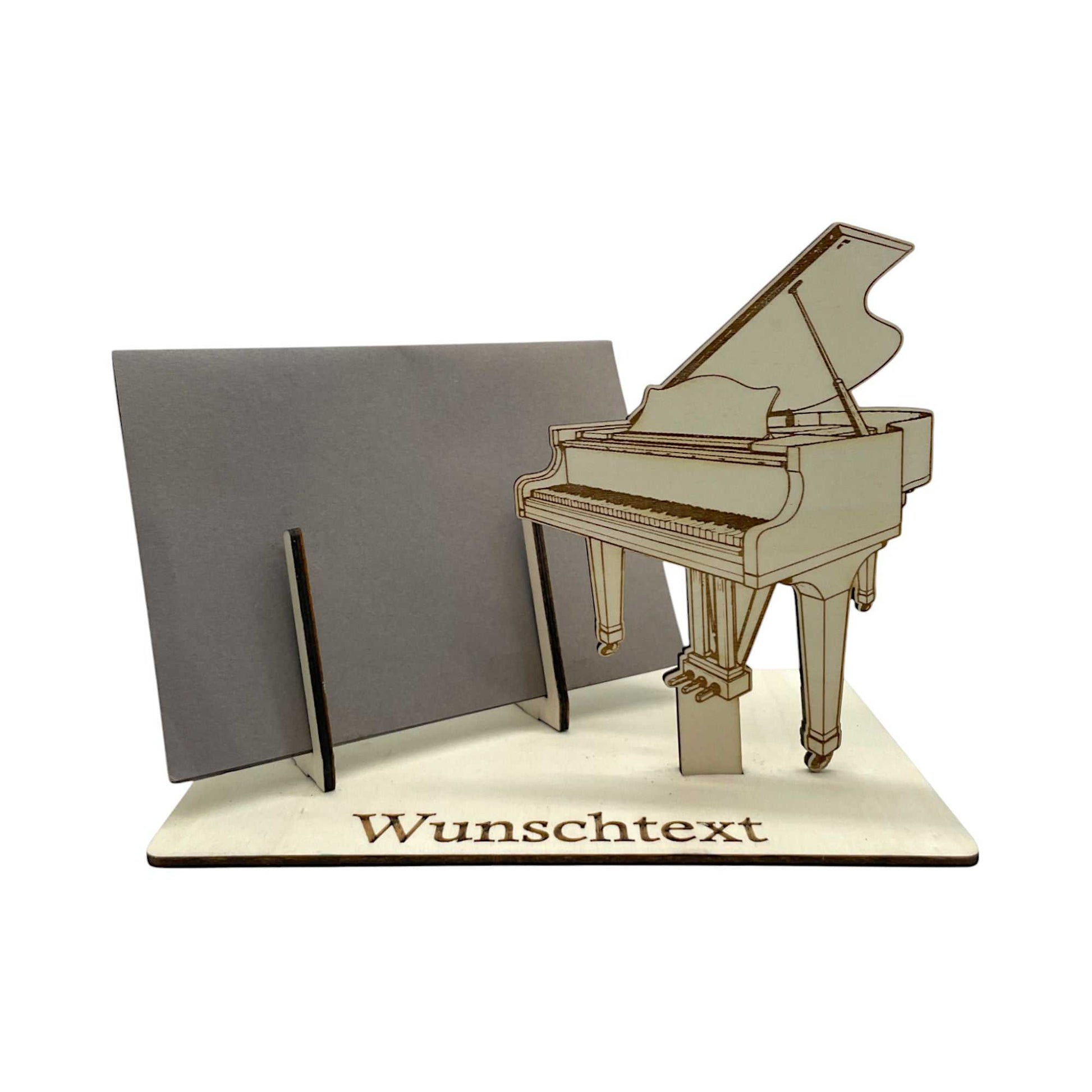 Gutschein verpacken mit Klaviermotiv aus Holz – kreative Geschenkverpackung für Musikfreunde und personalisierte Geldgeschenke.