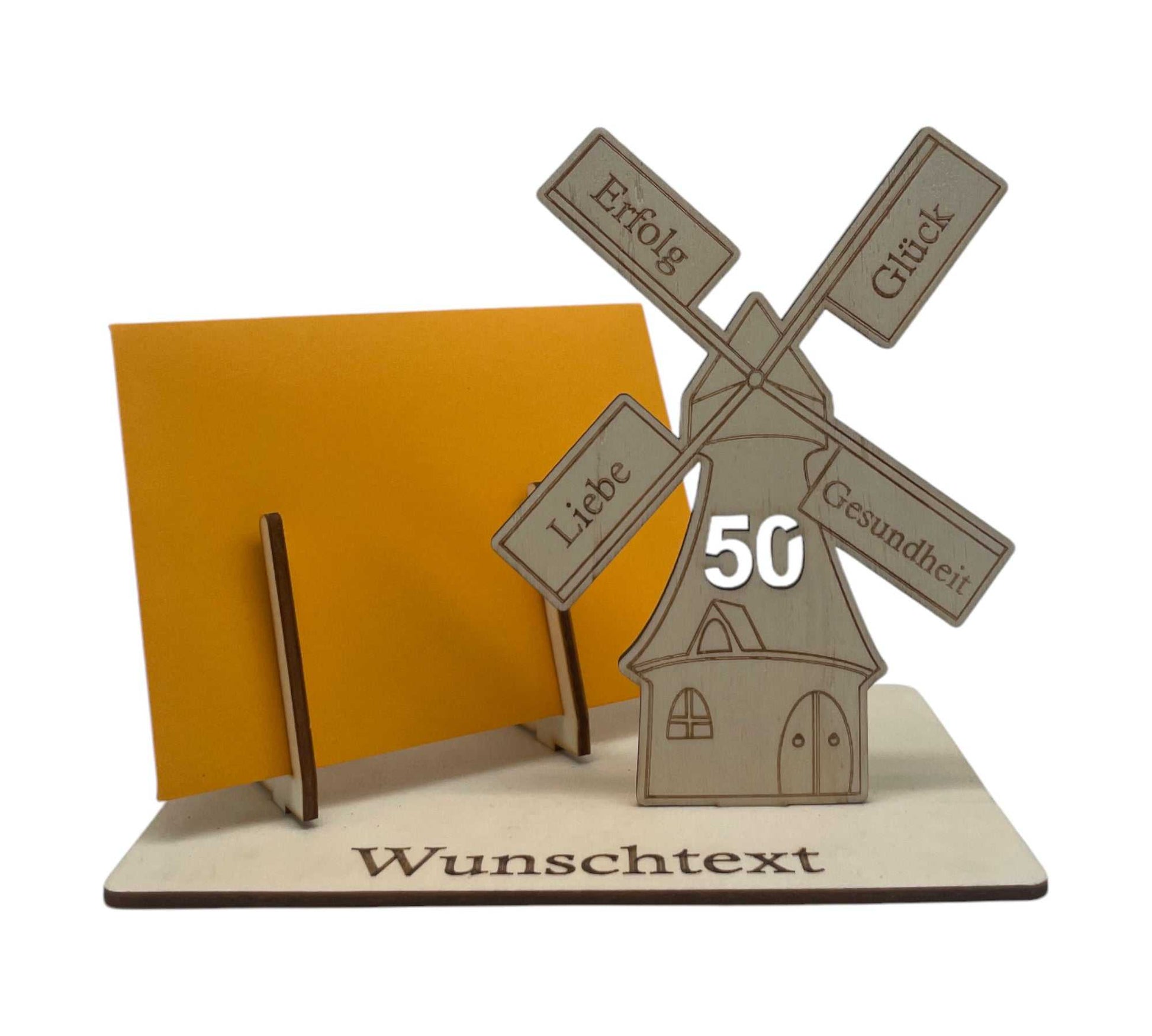Gutscheinhalter Holz Windmühle 50 Geburtstag