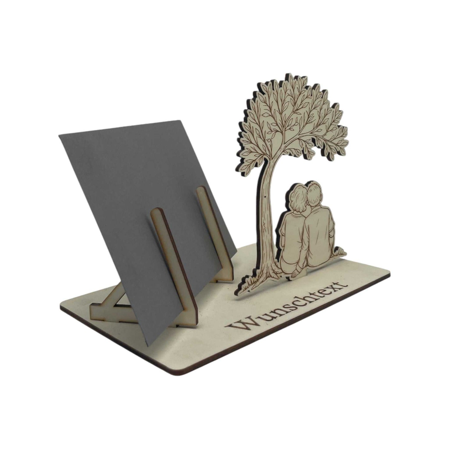 Gutscheinhalter mit Baum & Pärchen – als SVG, DXF Laserdatei für Holz