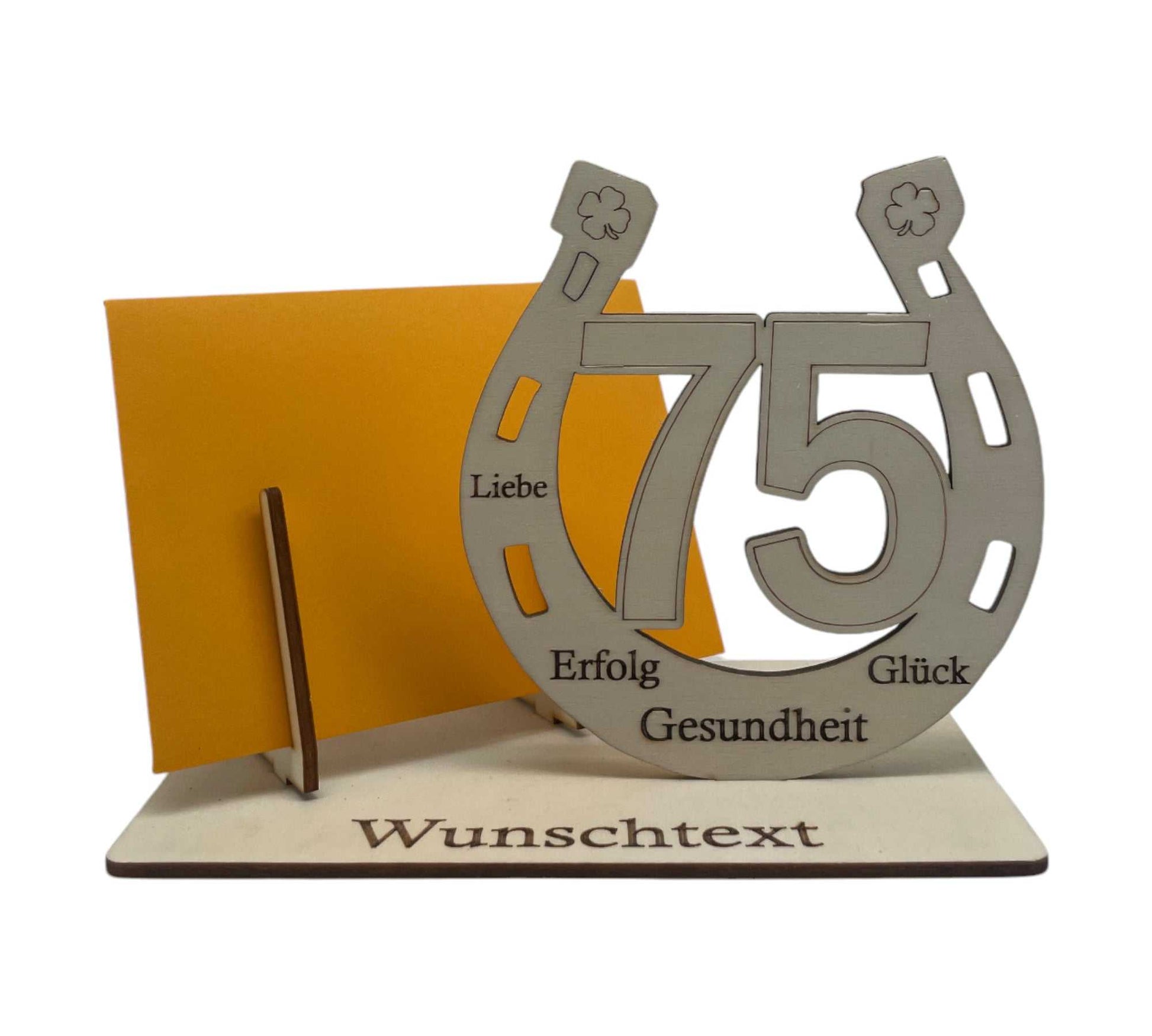 Gutscheinverpackung 75. Geburtstag Hufeisen