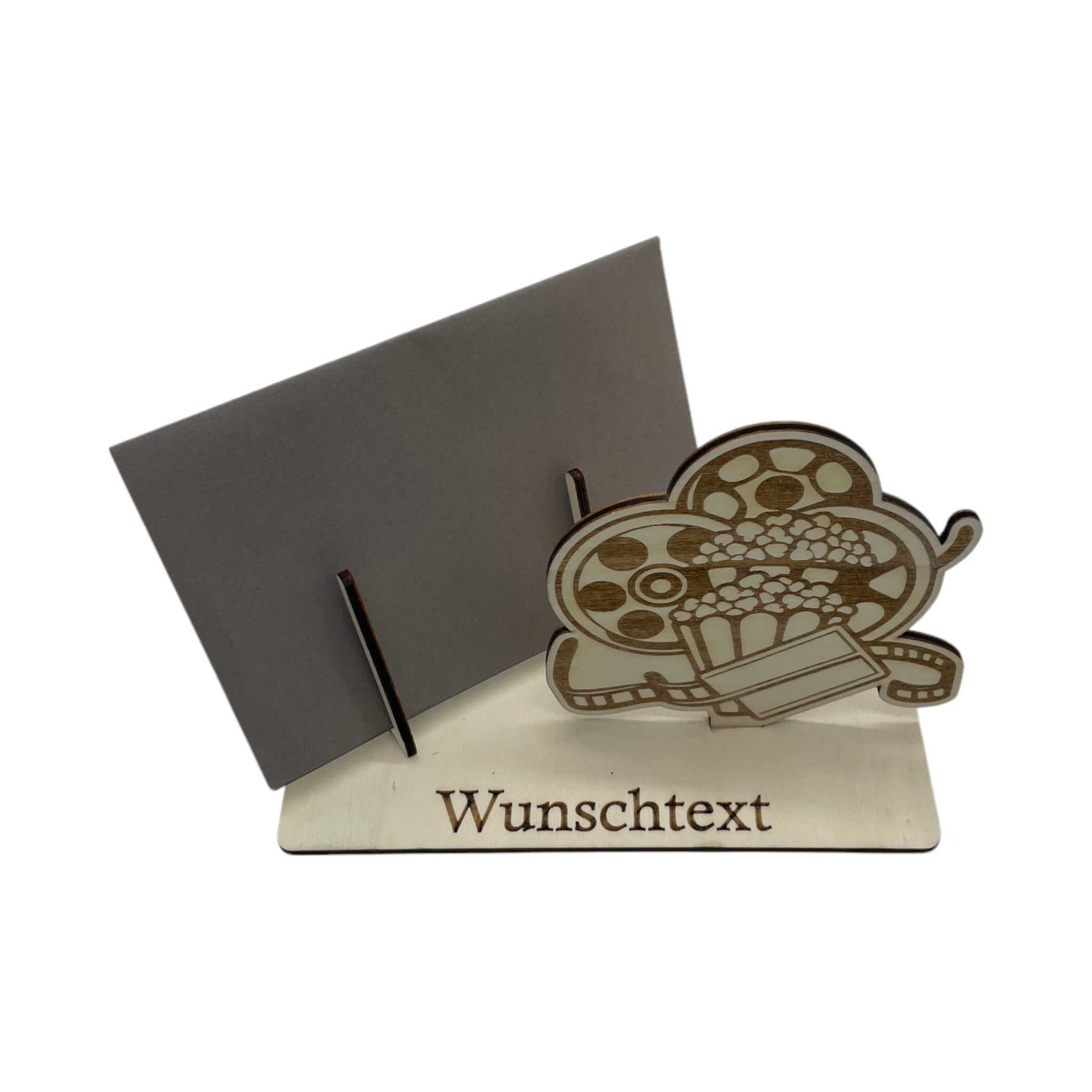 Geschenkidee für Kinogutscheine – Halter mit Kinoelementen aus Holz