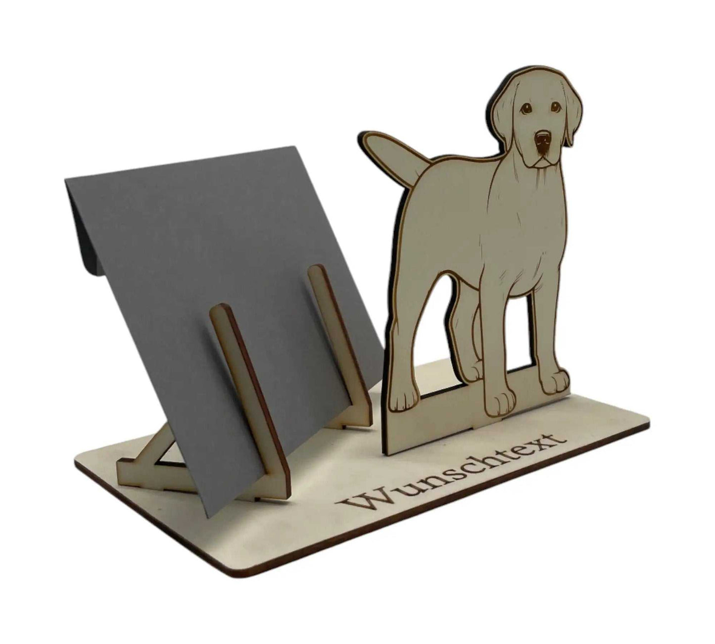 Geldgeschenk verpacken mit Labrador – personalisierbarer Holzhalter mit Hundemotiv