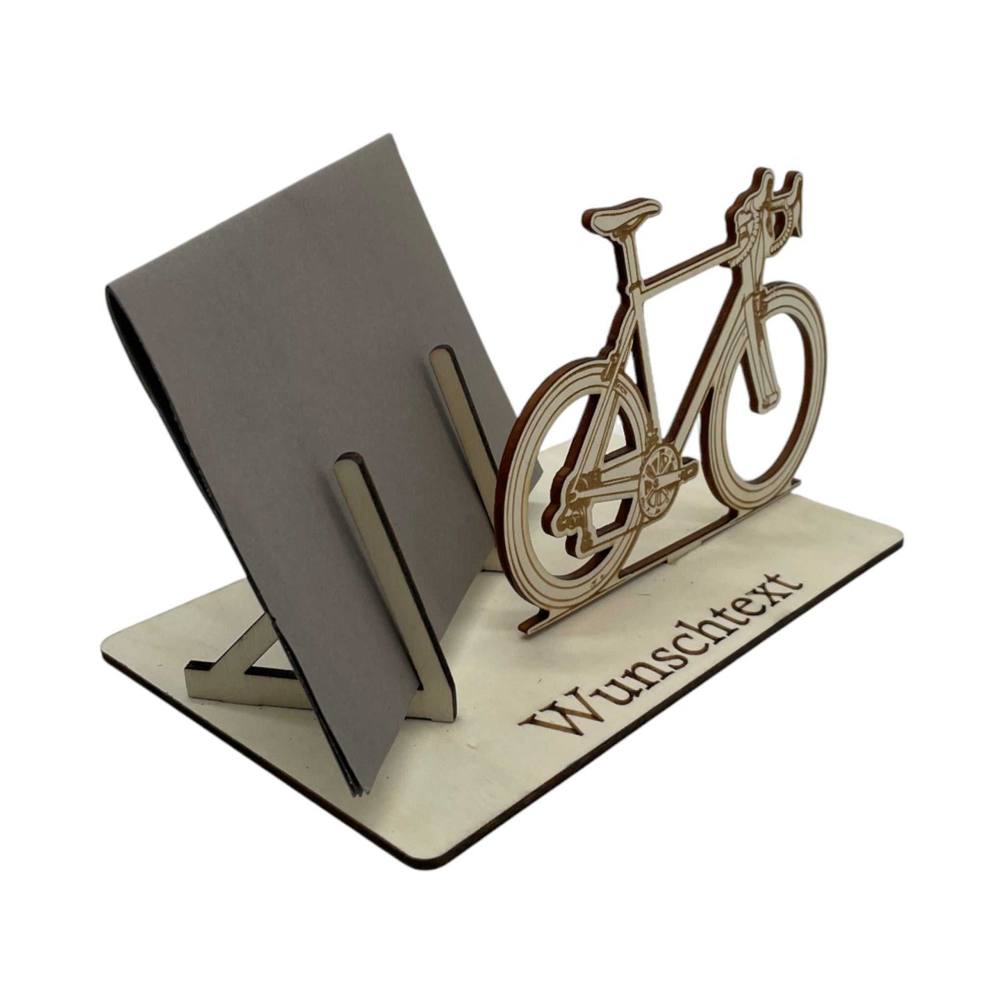 Holz-Gutscheinverpackung mit Rennrad-Motiv – ideal für Radsportfreunde, Geburtstage und Geldgeschenke.
