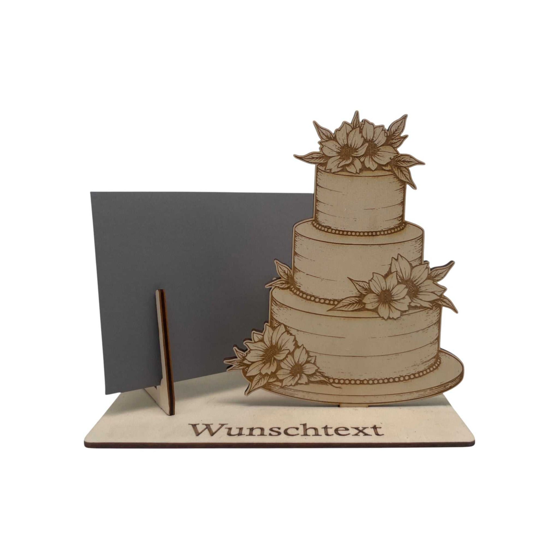 Holz Gutscheinhalter Hochzeit Torte mit Stecksystem für Umschlag