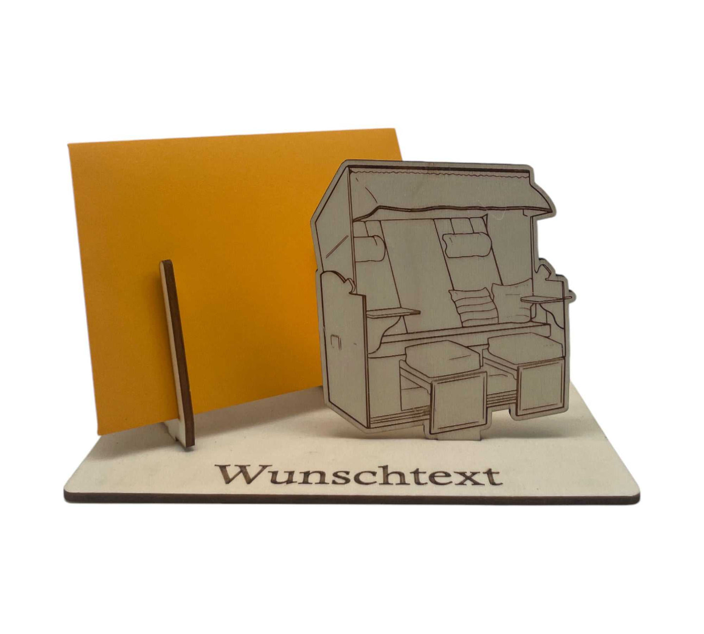 Gutscheinidee mit Strandmotiv aus Holz