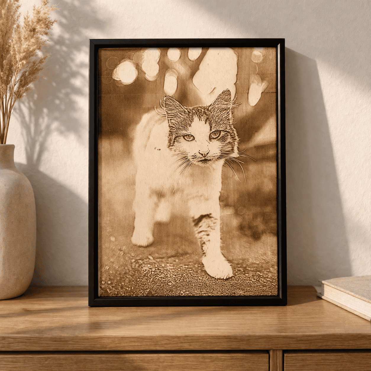 personalisiertes holzbild mit eigenem foto graviert wanddeko aus pappelsperrholz als erinnerung oder geschenk individuell gefertigt