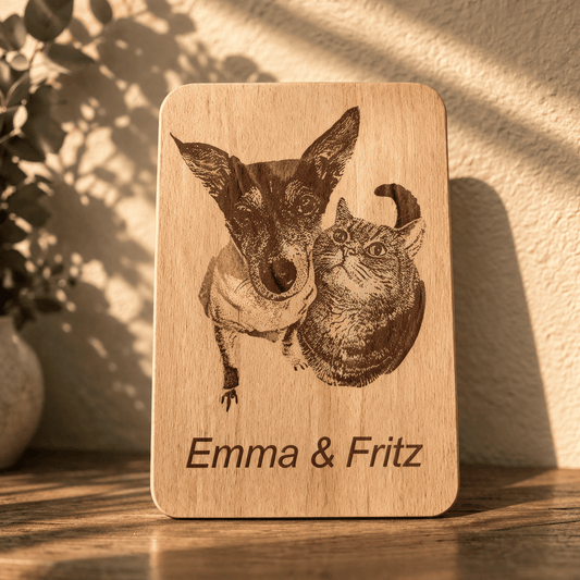 holzbrett mit fotogravur personalisiert eigenes foto wird in holz graviert dekoratives erinnerungsstück