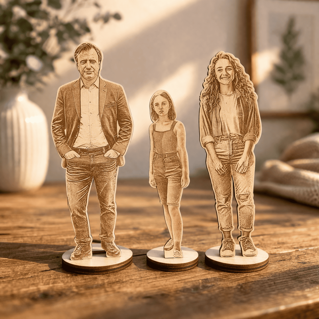 Holzfigur aus Foto als dekoratives Element für Zuhause oder Geschenk