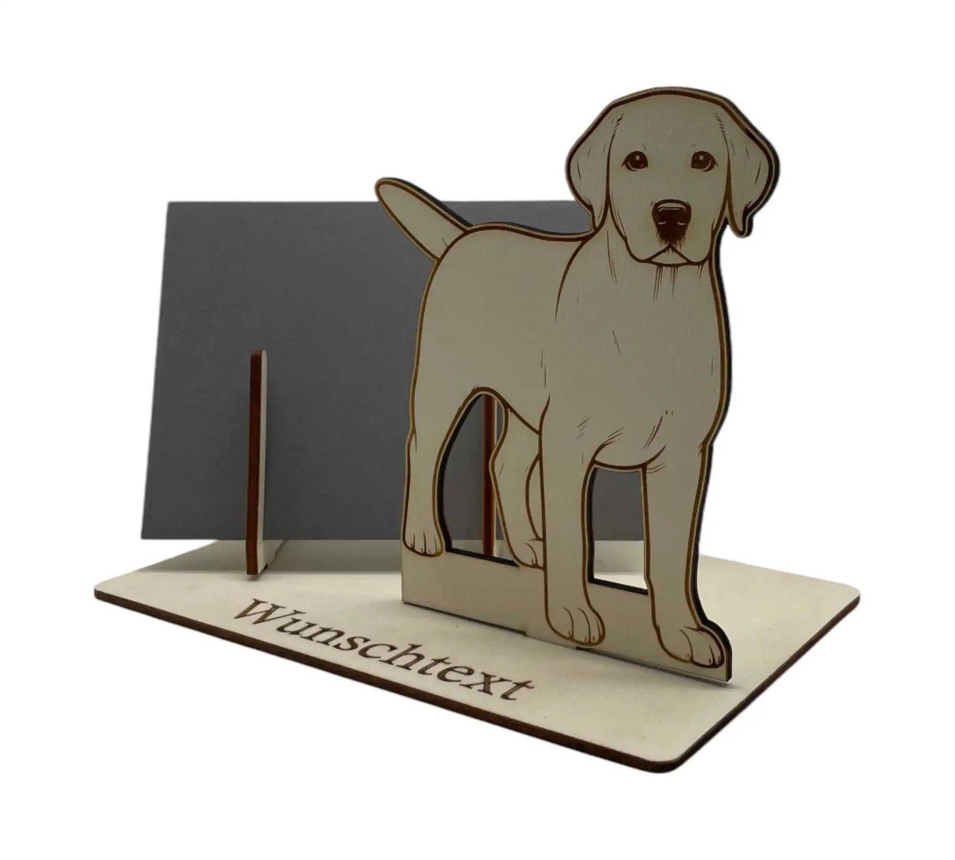 Gutschein verpacken – Holz-Gutscheinhalter mit Labrador-Motiv. Perfekt für Geburtstage, Hundeliebhaber und kreative Geldgeschenke.