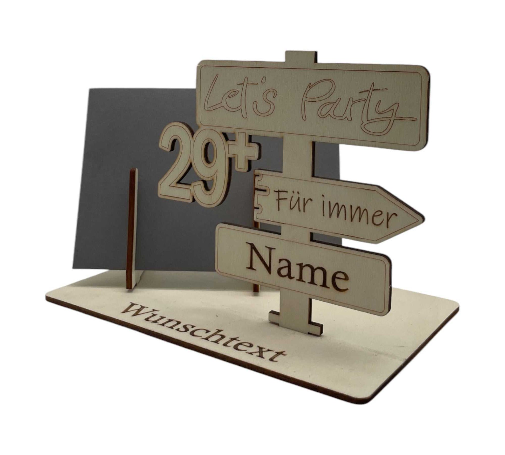 Individuelle Geschenkverpackung für den 30 Geburtstag – lustiges Wegweiser-Design mit Wunschgravur für ein kreatives Geldgeschenk.
