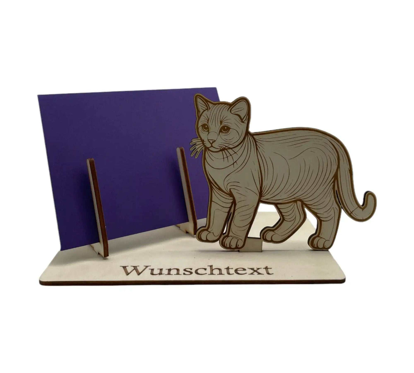 Katze mit Wunschgravur aus Holz als Geschenk