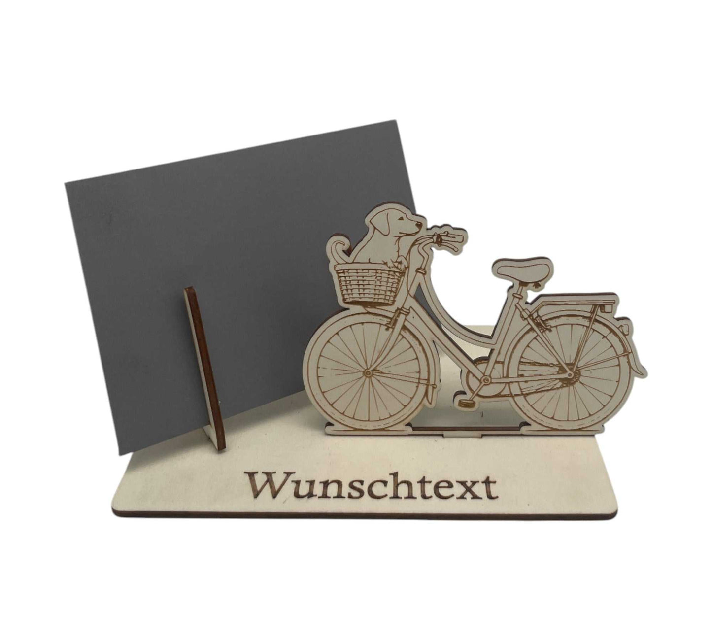 Kreative Gutscheinverpackung mit Fahrrad und Hundekor